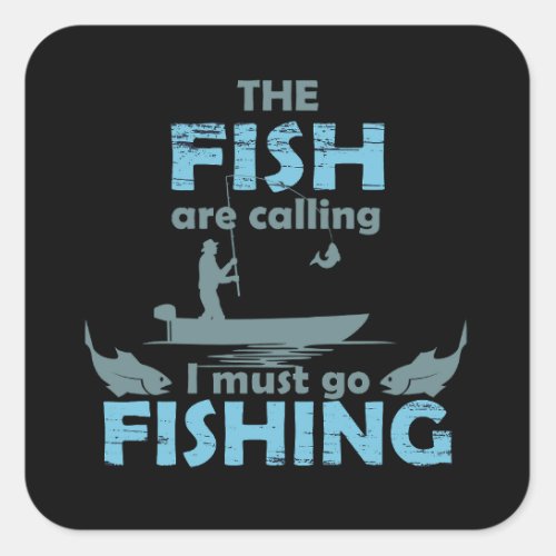 Funny fishing square sticker
