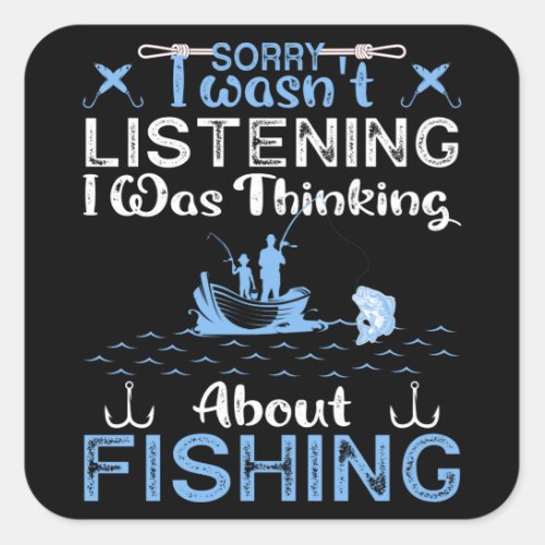 Funny Fishing T_shirt Square Sticker