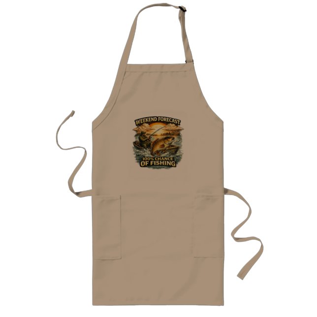 Funny Fishing T-Shirt – Weekend Forecast 100% Chan Long Apron (Front)
