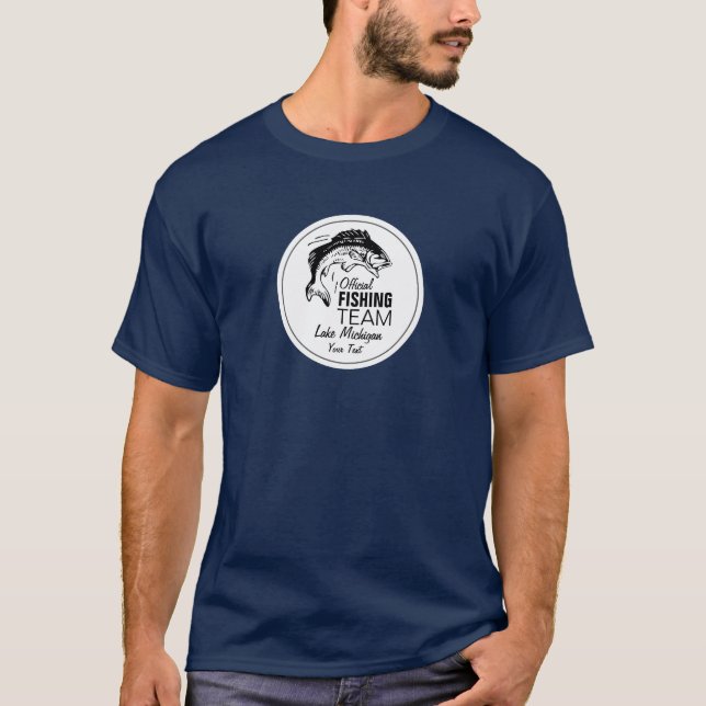 Funny Fishing Team Blue Shirt | Your Name & Lake (Front)