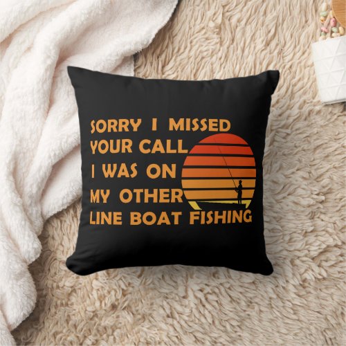 Funny fishing throw pillow