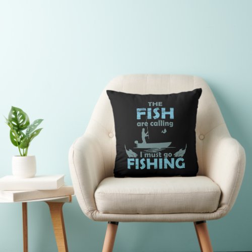 Funny fishing throw pillow