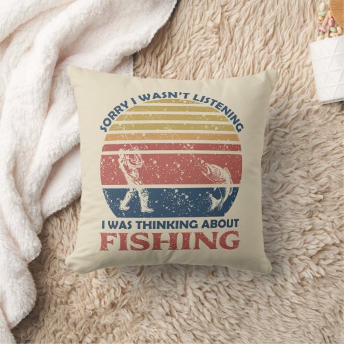 Funny fishing throw pillow