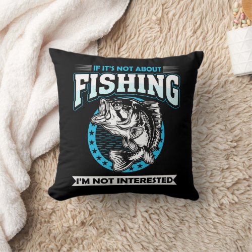 Funny fishing throw pillow