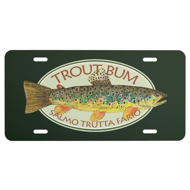 Funny Fishing TROUT BUM License Plate (Front)
