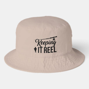 Funny fishing word art bucket hat
