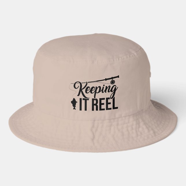 Funny fishing word art  bucket hat (Front)