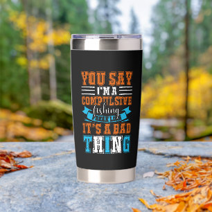 Funny Fishing word art Insulated Tumbler