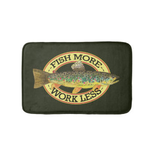 Funny Fishing Words for a Fisherman Bathroom Mat