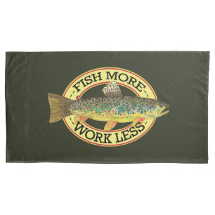 Funny Fishing Words for a Fisherman, Green Pillowcase