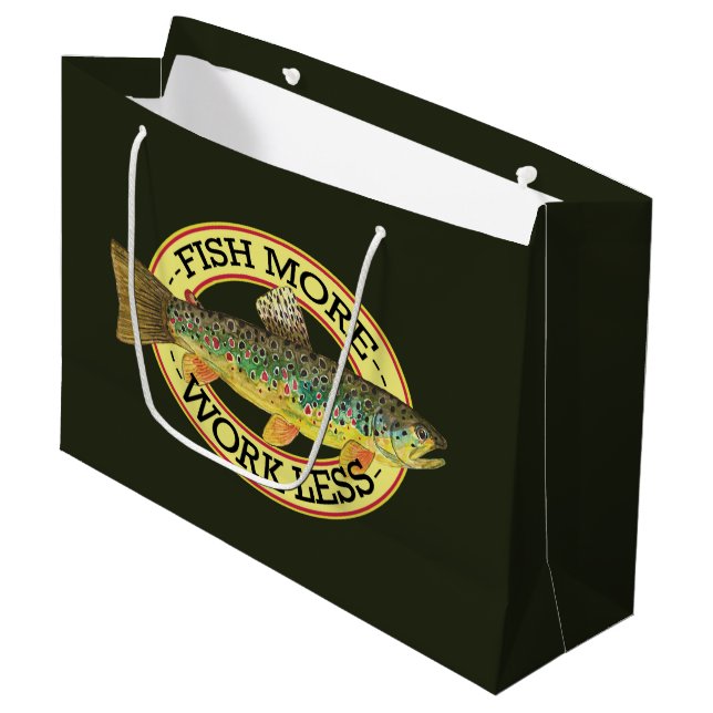 Funny Fishing Words for a Fisherman Large Gift Bag (Front Angled)