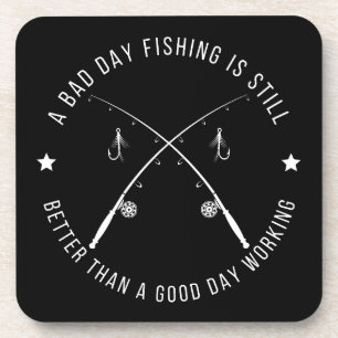 Funny Fishing Work Quote Beverage Coaster