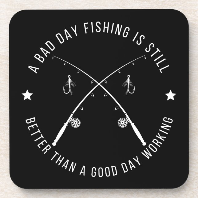 Funny Fishing Work Quote Beverage Coaster (Front)