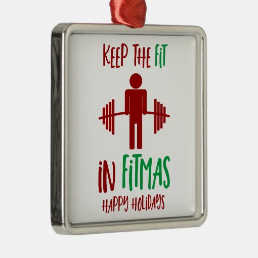 Funny Fitmas Merry Christmas Fitness Pun Metal Ornament Zazzle