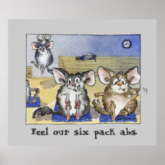 Funny Fitness Cartoon Poster Print Gray