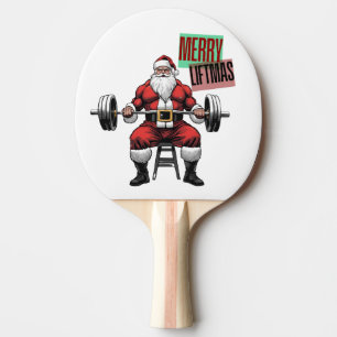 Funny Fitness Christmas Liftmas Barbell Santa Ping Pong Paddle
