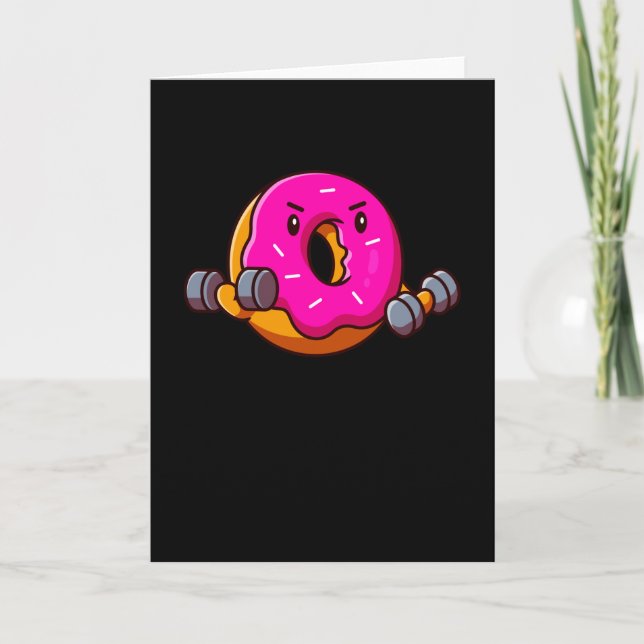 Funny Fitness Donut Workout Weightlifter Card (Front)