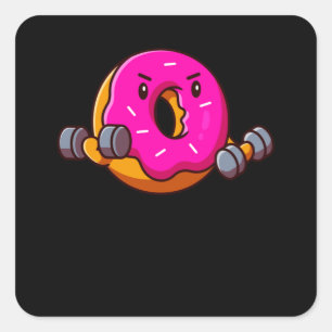 Funny Fitness Donut Workout Weightlifter Square Sticker