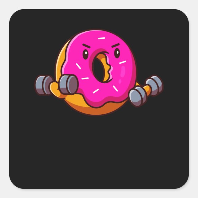 Funny Fitness Donut Workout Weightlifter Square Sticker (Front)