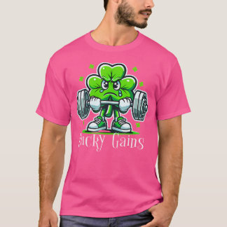 Funny Fitness Gym Workout Lifting Shamrock St Patr T-Shirt