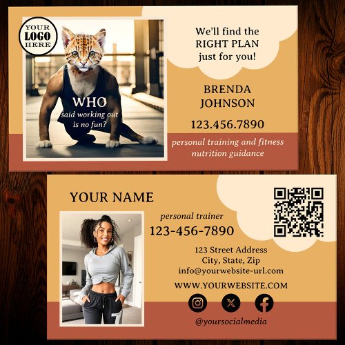 Funny Fitness Health Personal Trainer Business Card