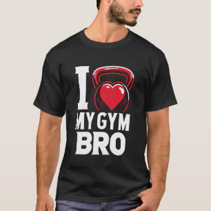 Funny Fitness I Love My Gym Bro Kettlebell Heart M T-Shirt