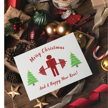 Funny Fitness Themed Christmas Card by TheShirtBox at Zazzle
