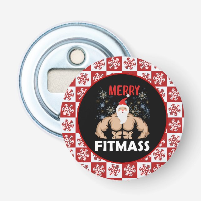Funny Fitness Themed Christmas Fitmas Trainer Gym Bottle Opener (Front)