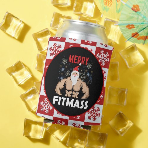 Funny Fitness Themed Christmas Fitmas Trainer Gym  Can Cooler