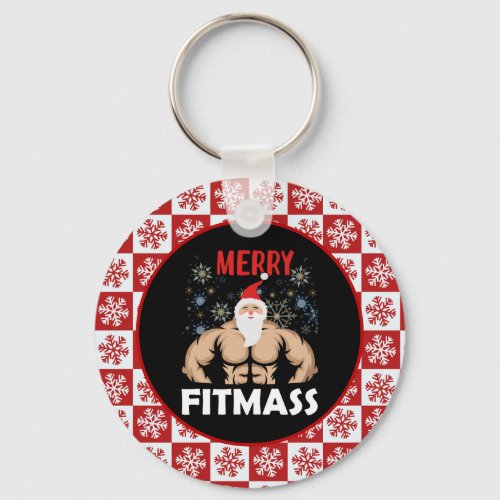 Funny Fitness Themed Christmas Fitmas Trainer Gym Keychain