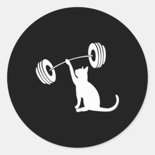 Funny Fitness Weight Strength Gym Cat Lifting For Classic Round Sticker