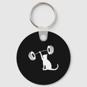 Funny Fitness Weight Strength Gym Cat Lifting For  Keychain