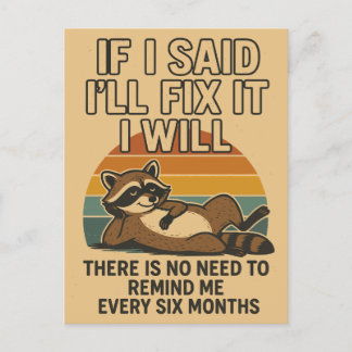 Funny Fix It Quote with Raccoon Holiday Postcard