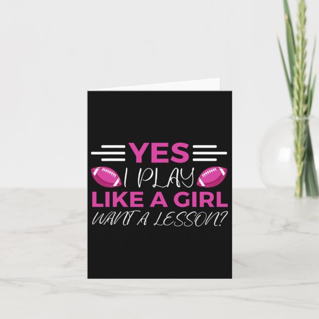 Funny Flag Football Girl  Card (Front)