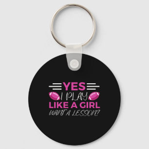 Funny Flag Football Girl  Keychain