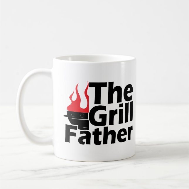 Funny Flames Father's Day Year Grillfather  Coffee Mug (Left)