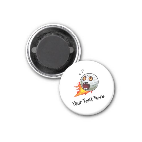 Funny Flaming Golf Ball Cartoon Magnet