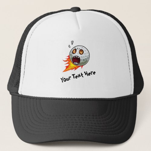 Funny Flaming Golf Ball Cartoon Trucker Hat