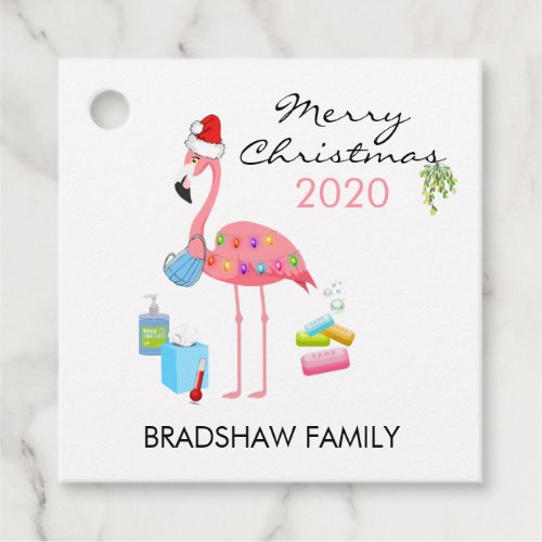 Funny Flamingo  2020 Covid Christmas Tree Favor Tags