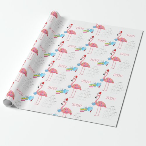 Funny Flamingo 2020 Covid Christmas Wrapping Paper