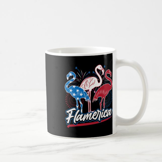 Funny Flamingo 4th Of July Patriotic American Flag Coffee Mug (Right)