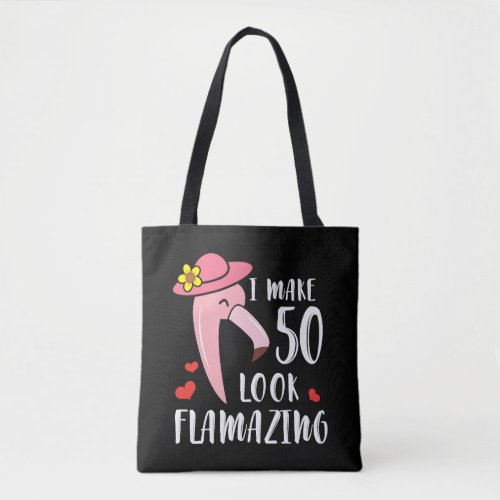 Funny Flamingo 50th Birthday for 50 Years Old Mom Tote Bag