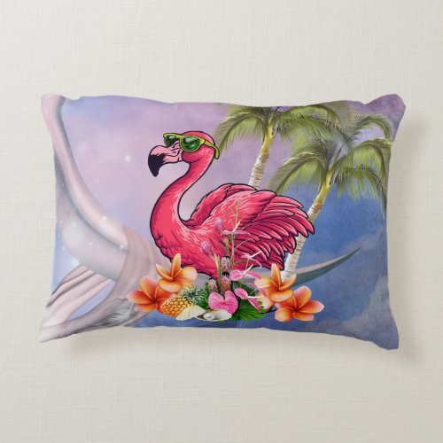 Funny flamingo accent pillow