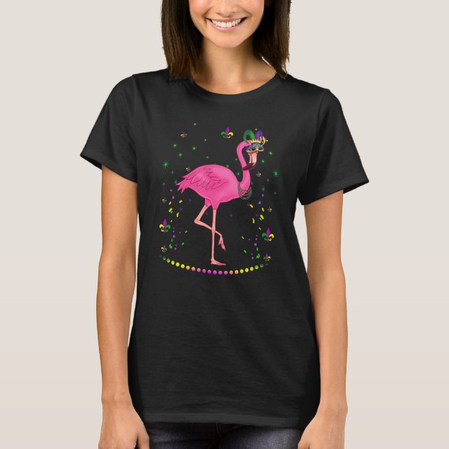 Funny Flamingo Animal Lover Cute Mardi Gras Carniv T-Shirt (Front)
