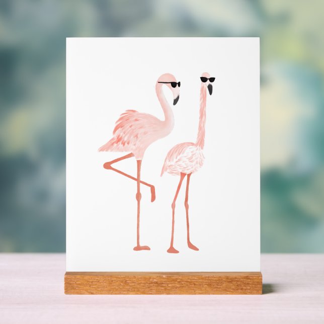 Funny Flamingo Art Acrylic Sign (Neutral)