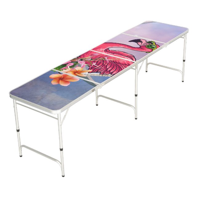 Funny flamingo beer pong table (Angled)