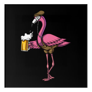 Funny Flamingo Bird Drinking Beer Party Acrylic Print