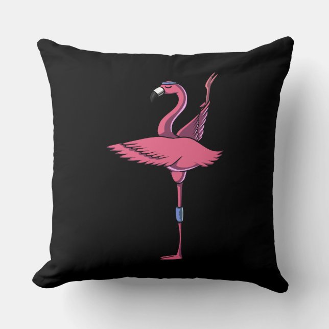 Funny Flamingo Bird Yoga Workout Throw Pillow (Front)