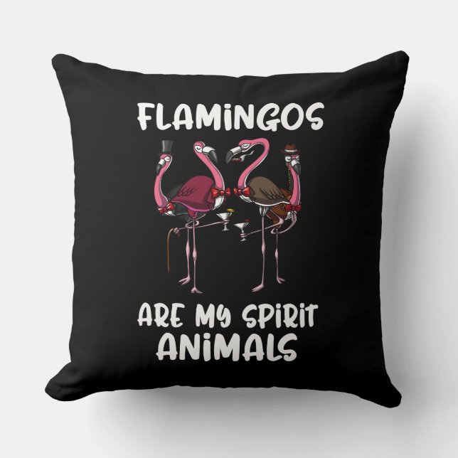 Funny Flamingo Birds Spirit Animal Throw Pillow (Front)