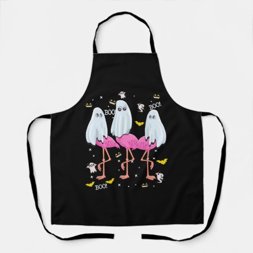 Funny Flamingo Boo Halloween Party Apron